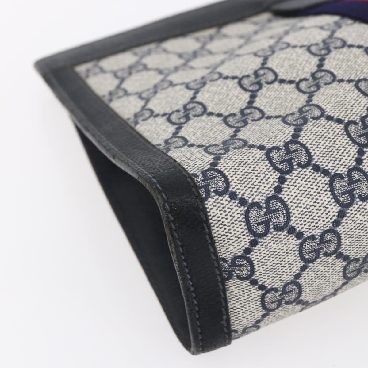 GUCCI GG Supreme Sherry Line Clutch Bag PVC Red Navy 84 014 2125 28 Auth fm4960