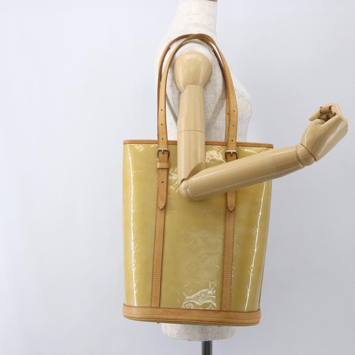 LOUIS VUITTON Monogram Vernis Bucket GM Shoulder Bag Beige LV Auth fm4967