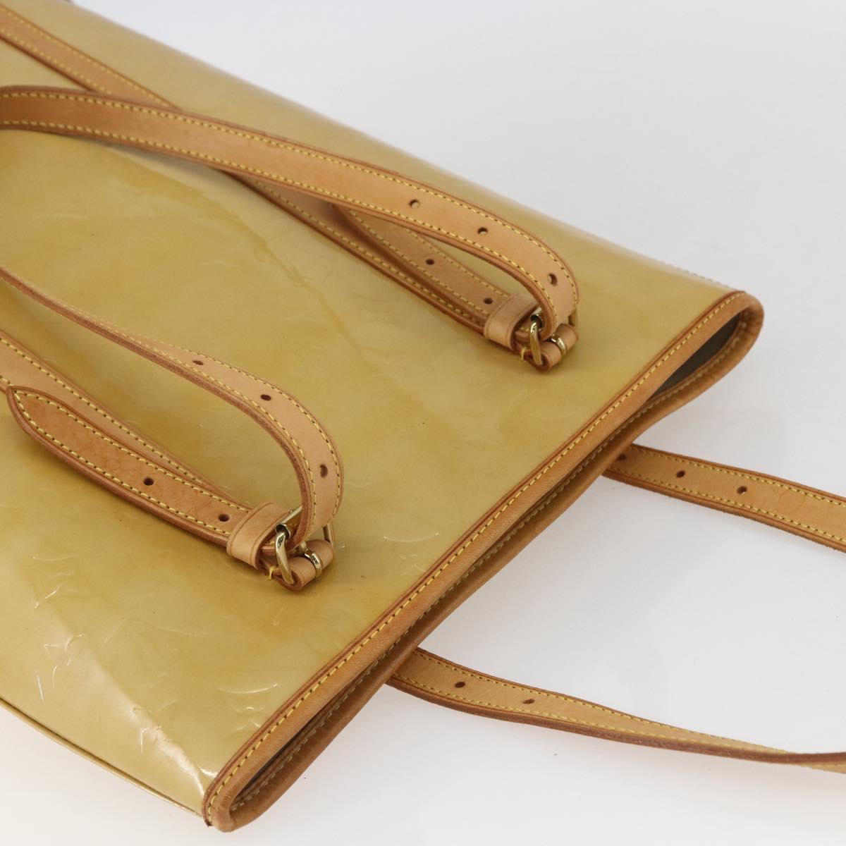 LOUIS VUITTON Monogram Vernis Bucket GM Shoulder Bag Beige LV Auth fm4967