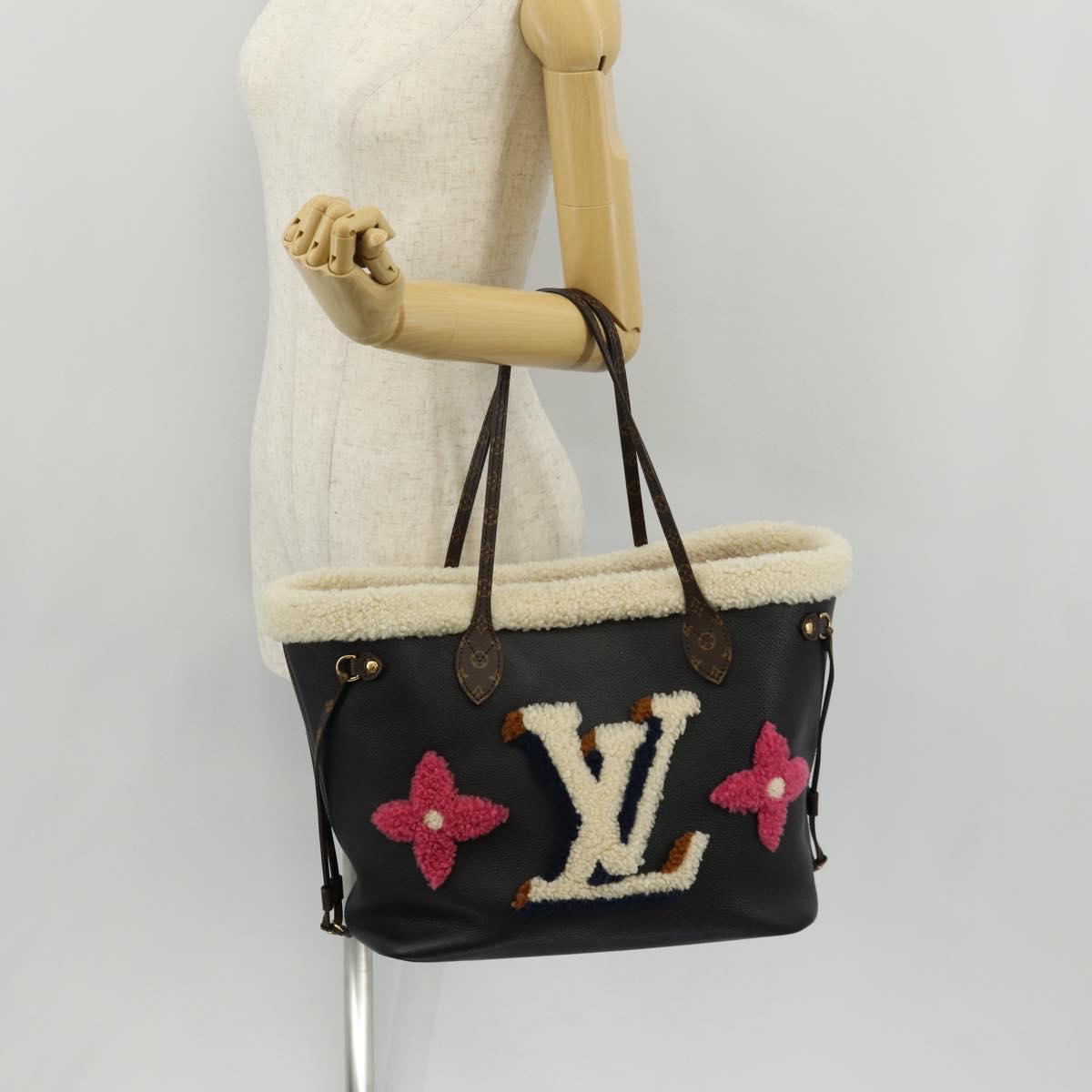 LOUIS VUITTON Monogram Teddy Neverfull MM Tote Bag Black M56960 LV Auth fm4970SM