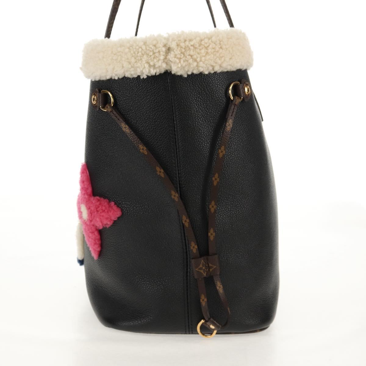 LOUIS VUITTON Monogram Teddy Neverfull MM Tote Bag Black M56960 LV Auth fm4970SM