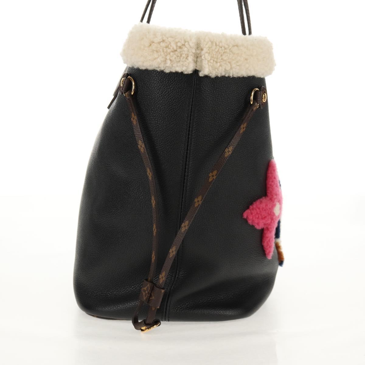 LOUIS VUITTON Monogram Teddy Neverfull MM Tote Bag Black M56960 LV Auth fm4970SM