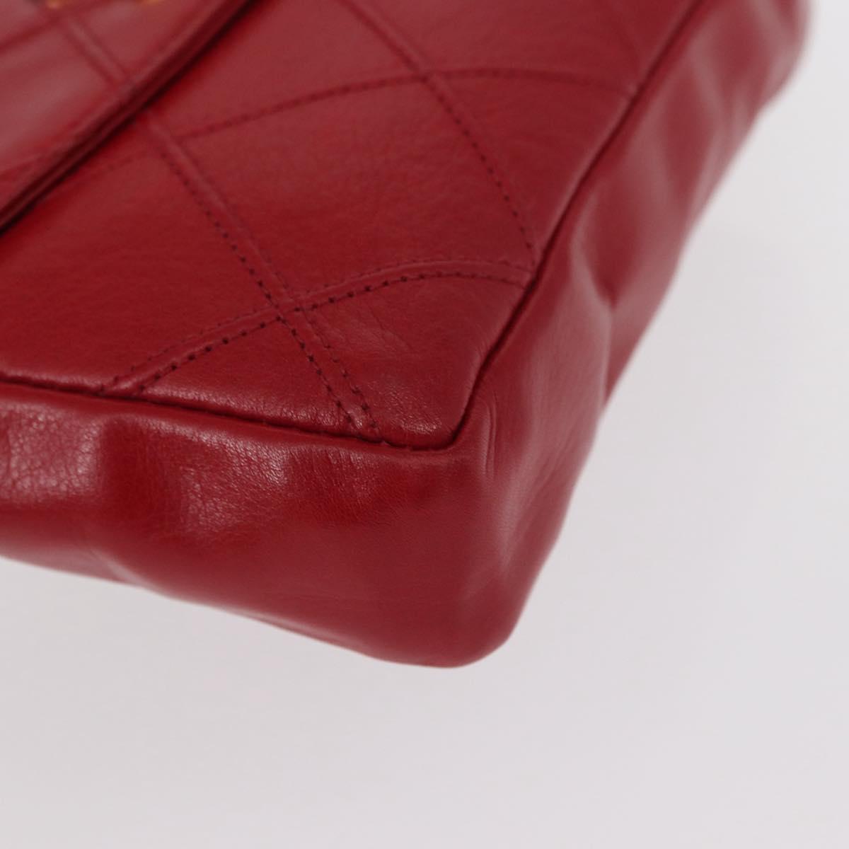 CHANEL Bicolore Waist bag Lamb Skin Red Gold CC Auth fm4971