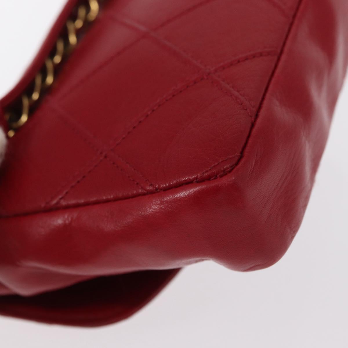 CHANEL Bicolore Waist bag Lamb Skin Red Gold CC Auth fm4971