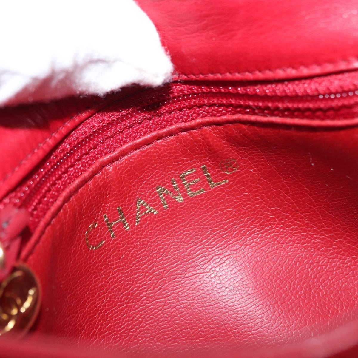 CHANEL Bicolore Waist bag Lamb Skin Red Gold CC Auth fm4971