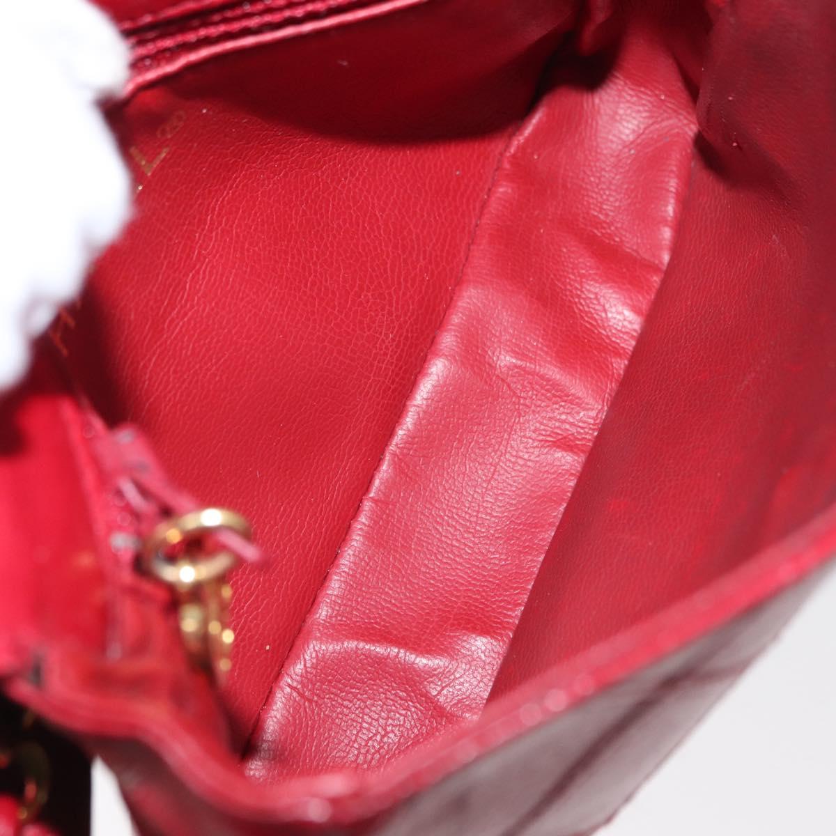 CHANEL Bicolore Waist bag Lamb Skin Red Gold CC Auth fm4971