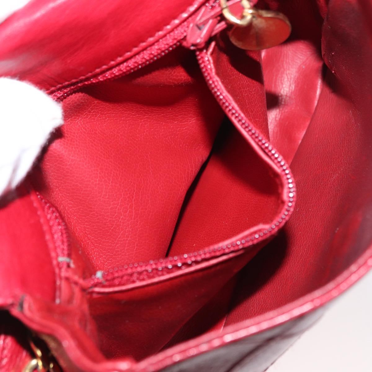 CHANEL Bicolore Waist bag Lamb Skin Red Gold CC Auth fm4971