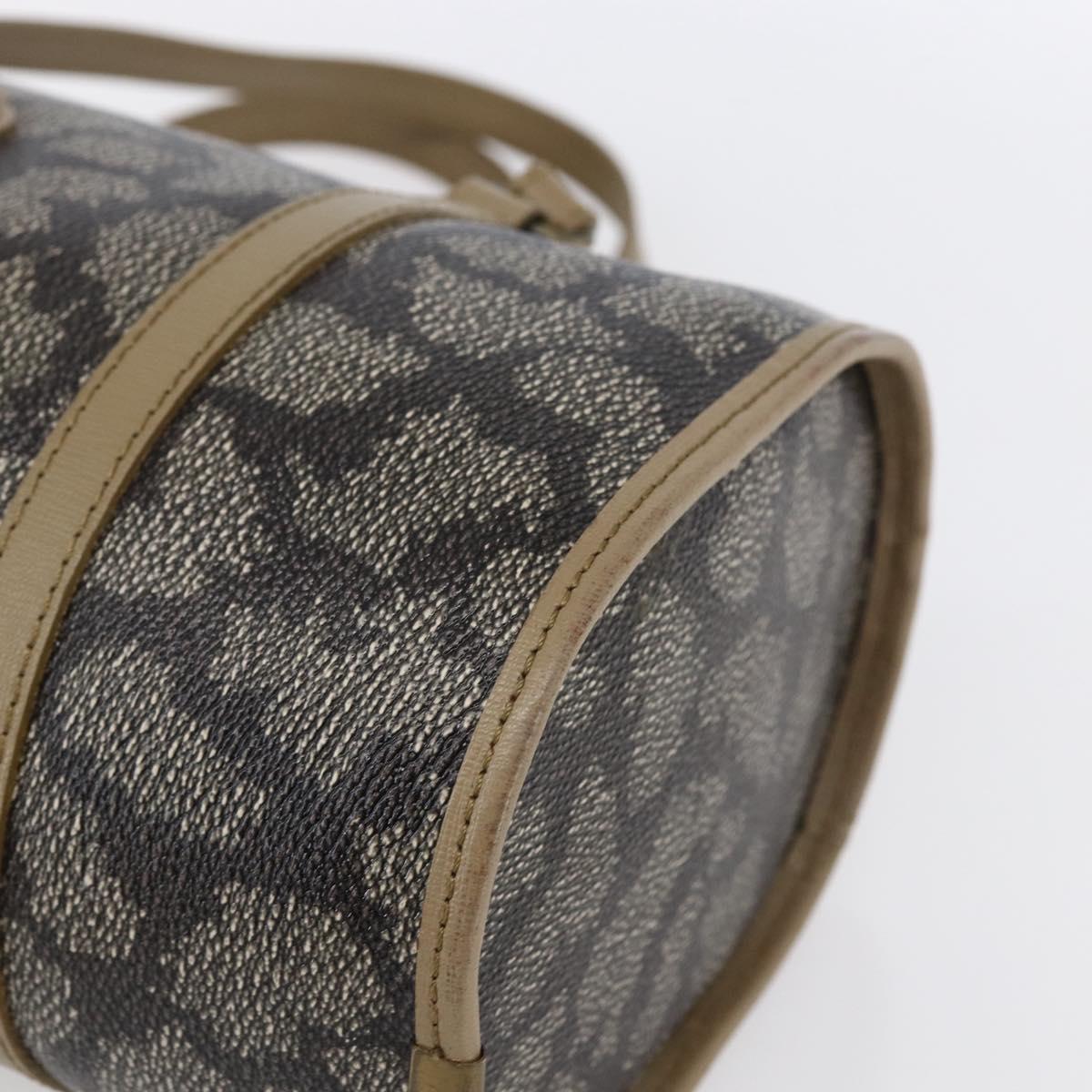 SAINT LAURENT Hand Bag PVC Canvas Gray Beige Auth fm4973