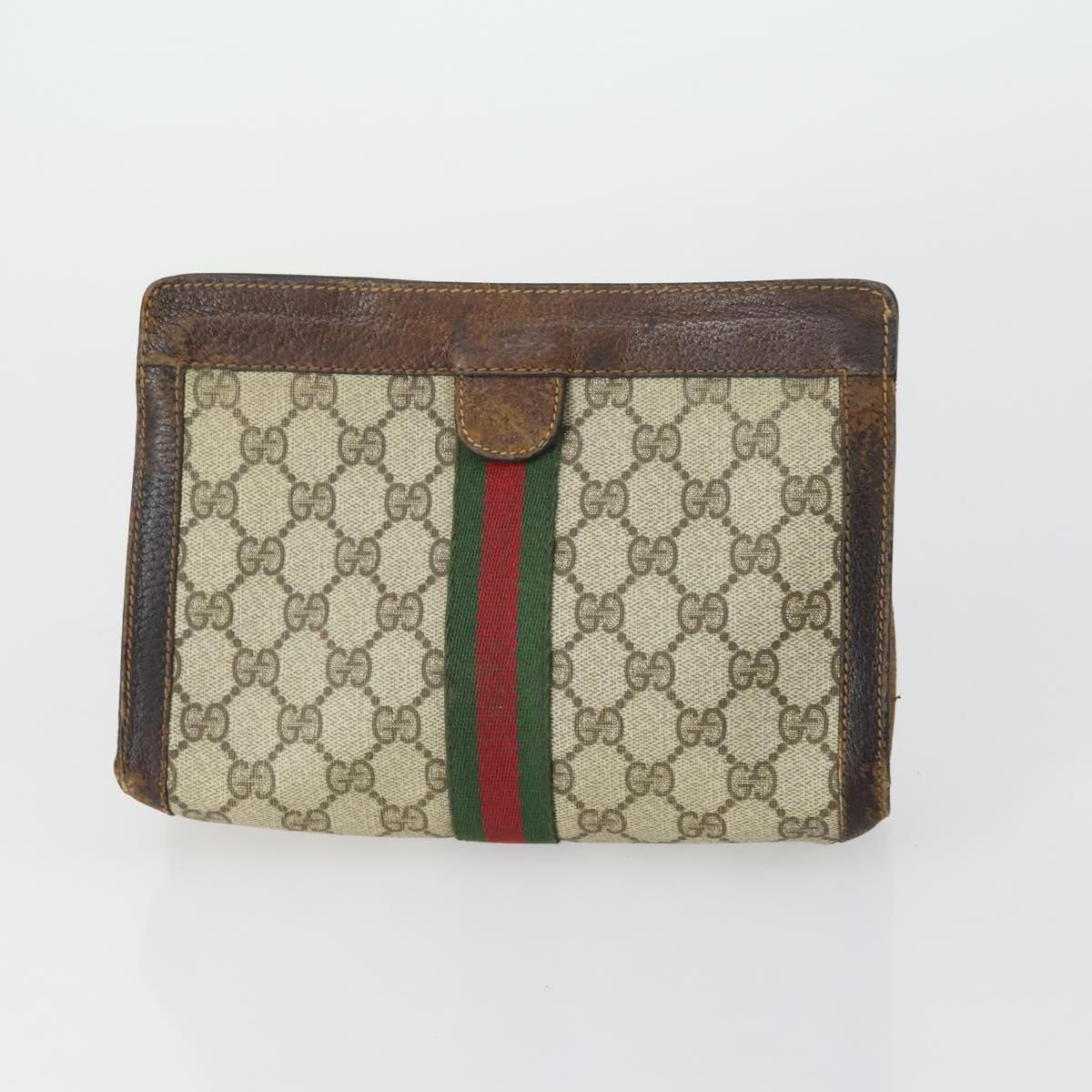 GUCCI GG Canvas Shoulder Bag Leather 6 Set Beige Black Navy Auth fm4975