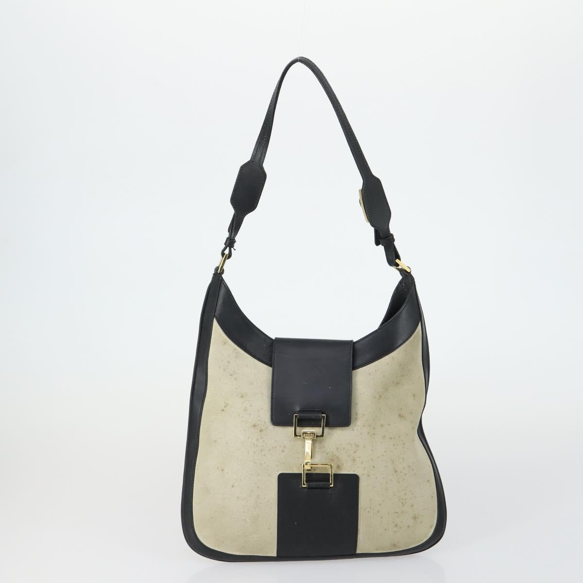GUCCI GG Canvas Shoulder Bag Leather 6 Set Beige Black Navy Auth fm4975