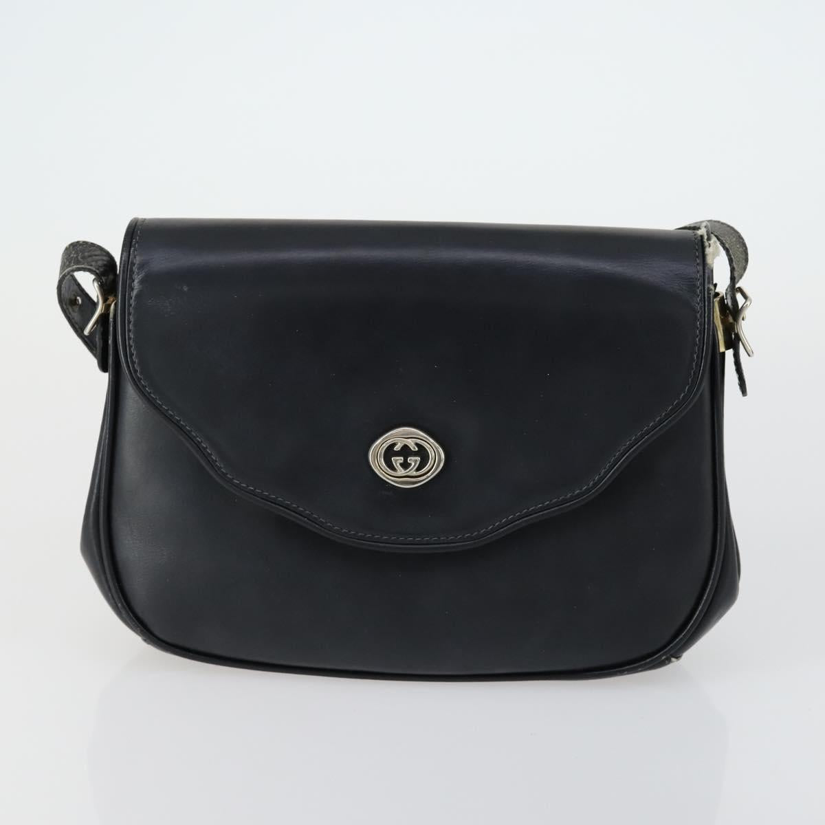 GUCCI GG Canvas Shoulder Bag Leather 6 Set Beige Black Navy Auth fm4975