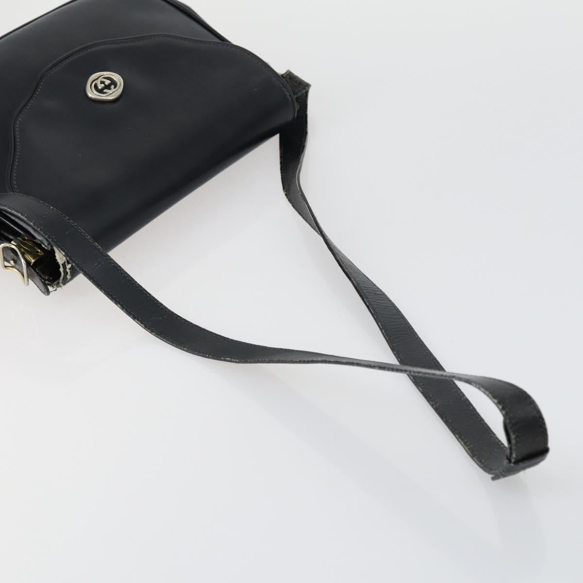 GUCCI GG Canvas Shoulder Bag Leather 6 Set Beige Black Navy Auth fm4975