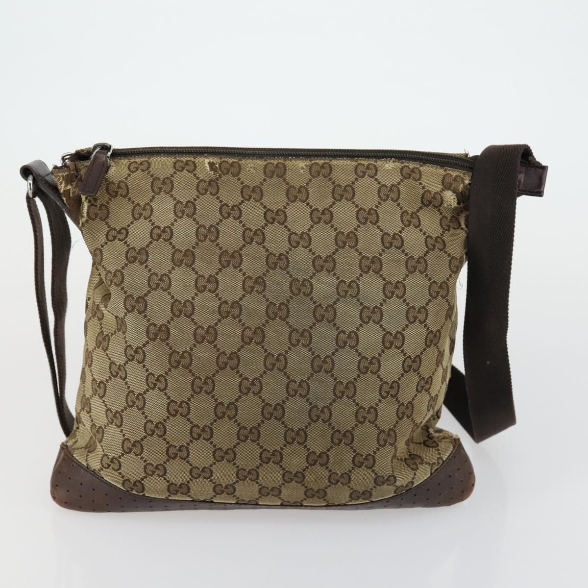 GUCCI GG Canvas Web Sherry Line Shoulder Bag 5 Set Beige Red Auth fm4976