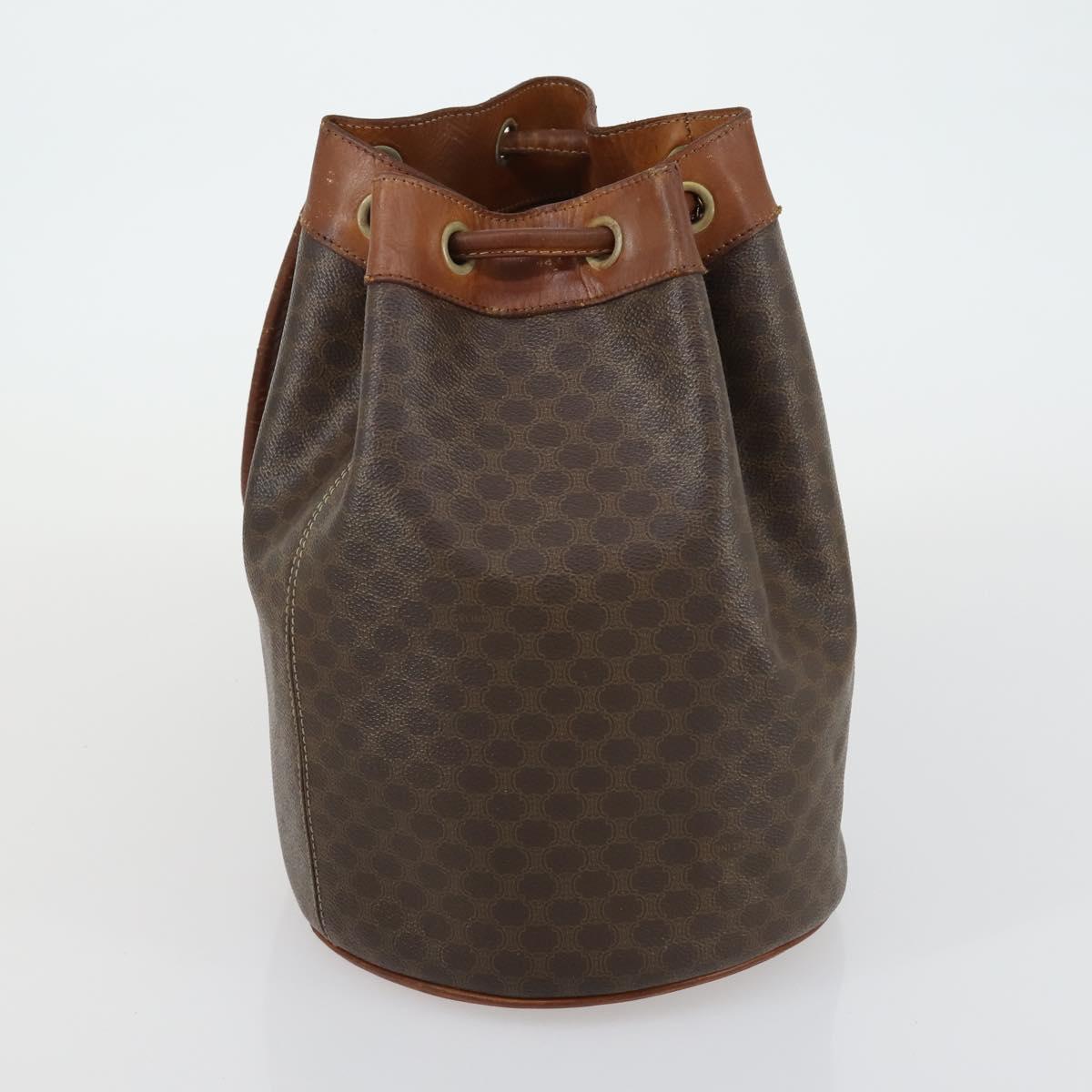CELINE Macadam Canvas Shoulder Bag PVC Leather 3 Set Red Brown Auth fm4983