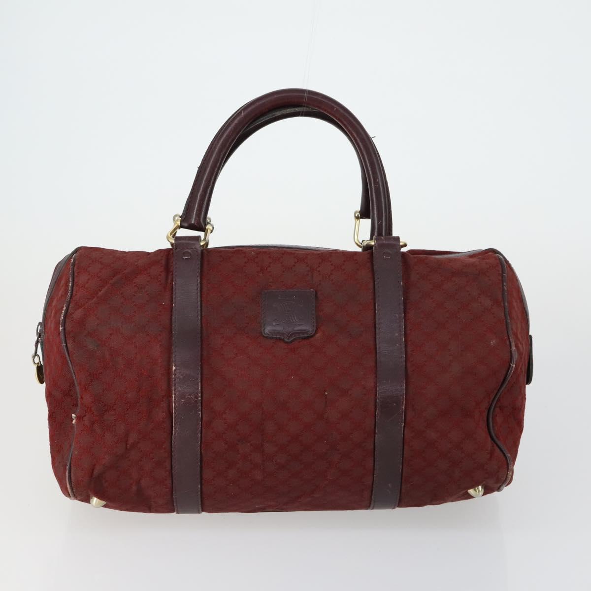 CELINE Macadam Canvas Shoulder Bag PVC Leather 3 Set Red Brown Auth fm4983