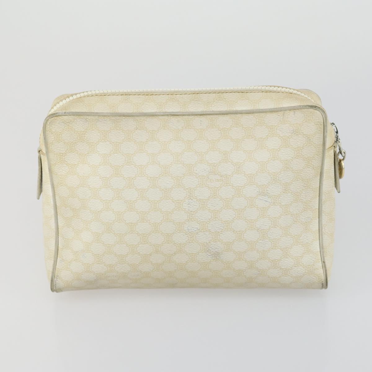 CELINE Macadam Canvas Clutch Bag PVC Leather 4 Set Beige White Auth fm4984