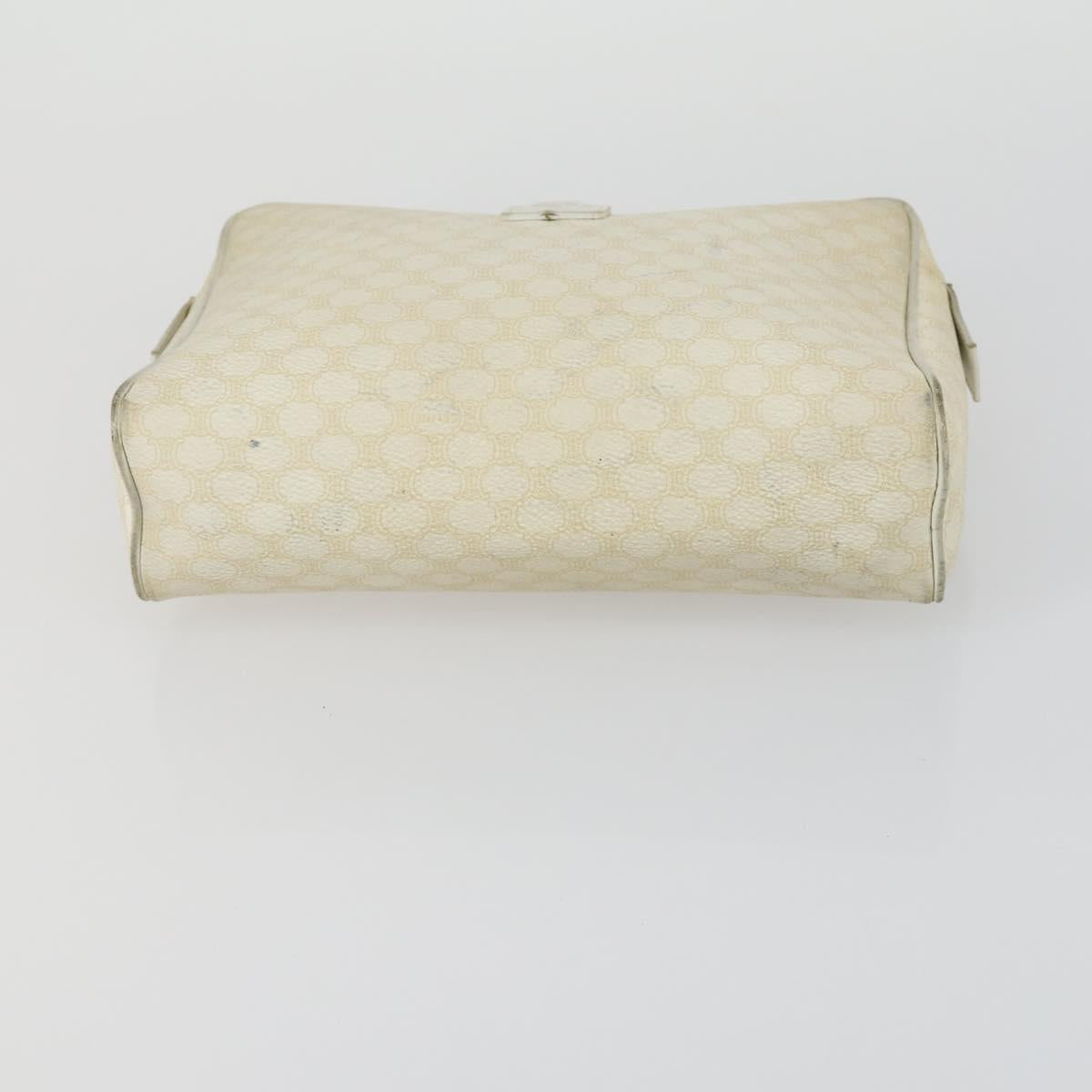 CELINE Macadam Canvas Clutch Bag PVC Leather 4 Set Beige White Auth fm4984