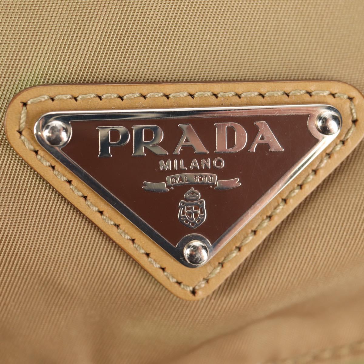 PRADA Shoulder Bag Nylon Khaki Silver Auth fm4987