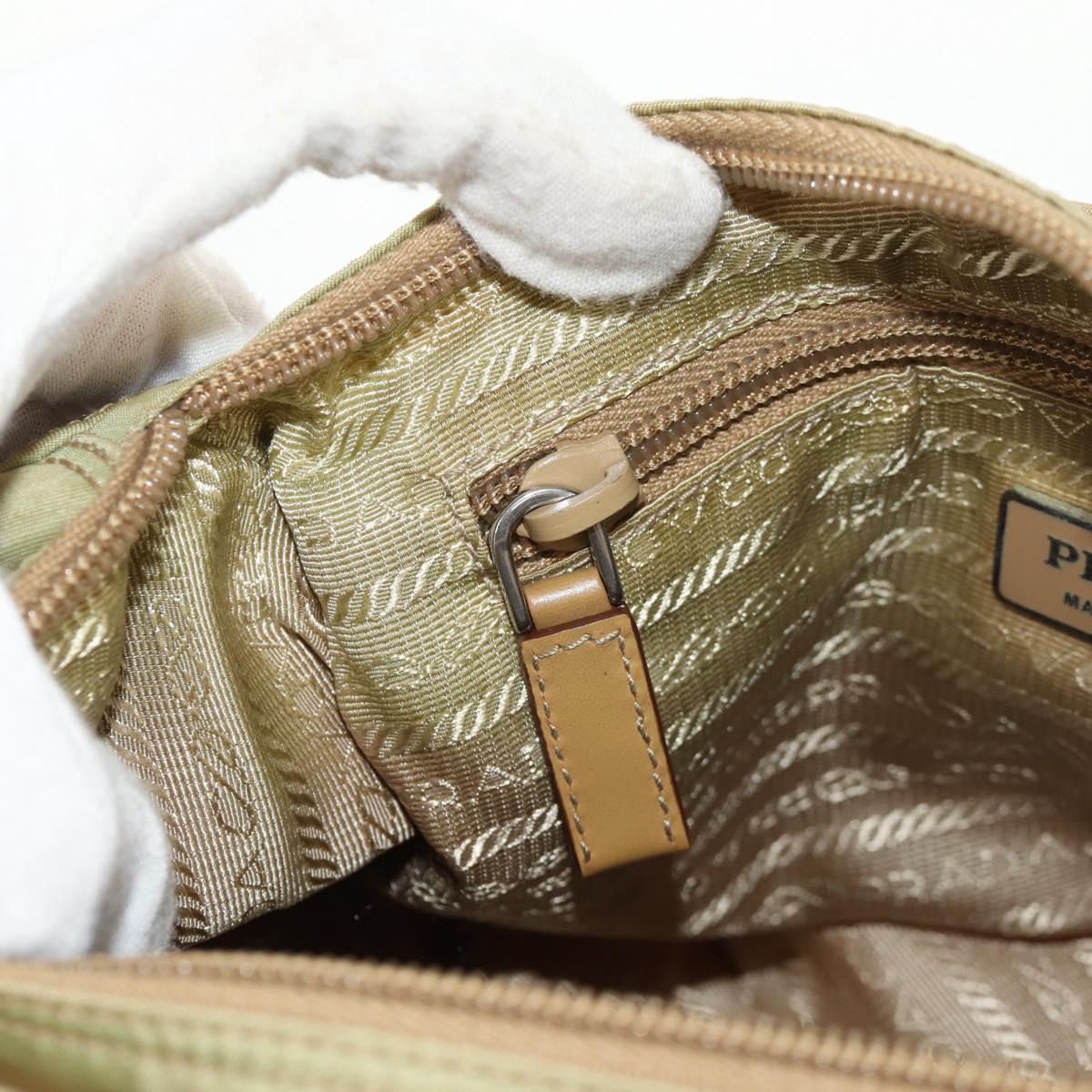 PRADA Shoulder Bag Nylon Khaki Silver Auth fm4987