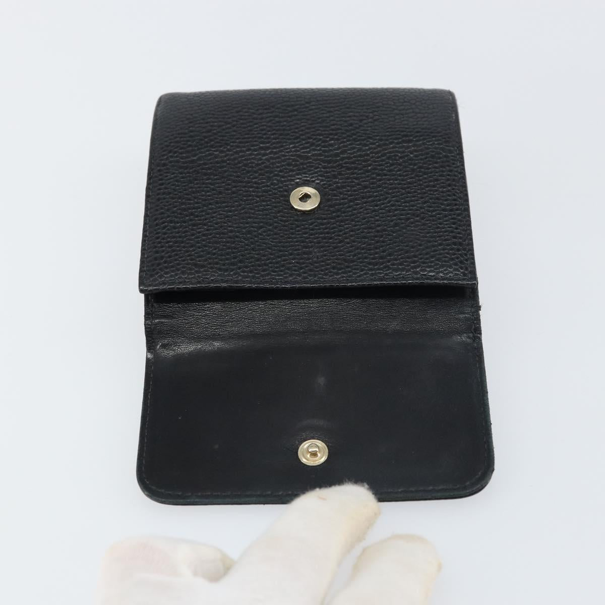 CHANEL Wallet Caviar Skin Black Gold CC Auth fm4996