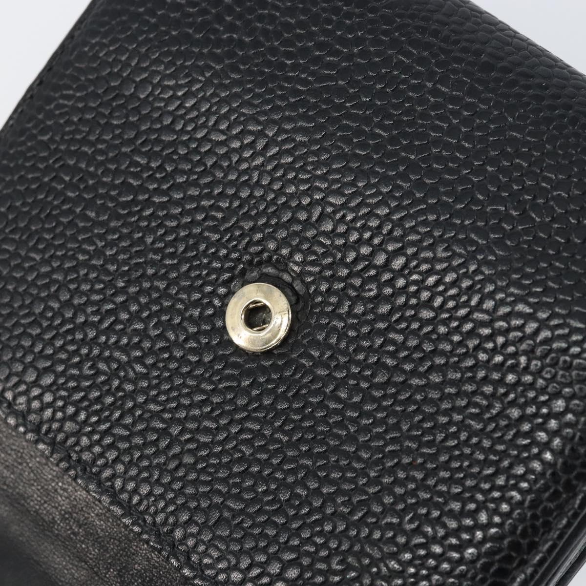 CHANEL Wallet Caviar Skin Black Gold CC Auth fm4996