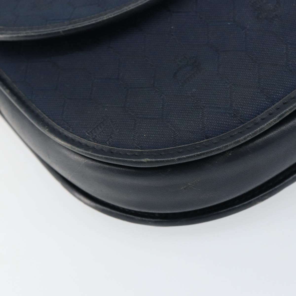 Christian Dior Honeycomb Canvas Shoulder Bag Navy Gold Auth fm5004