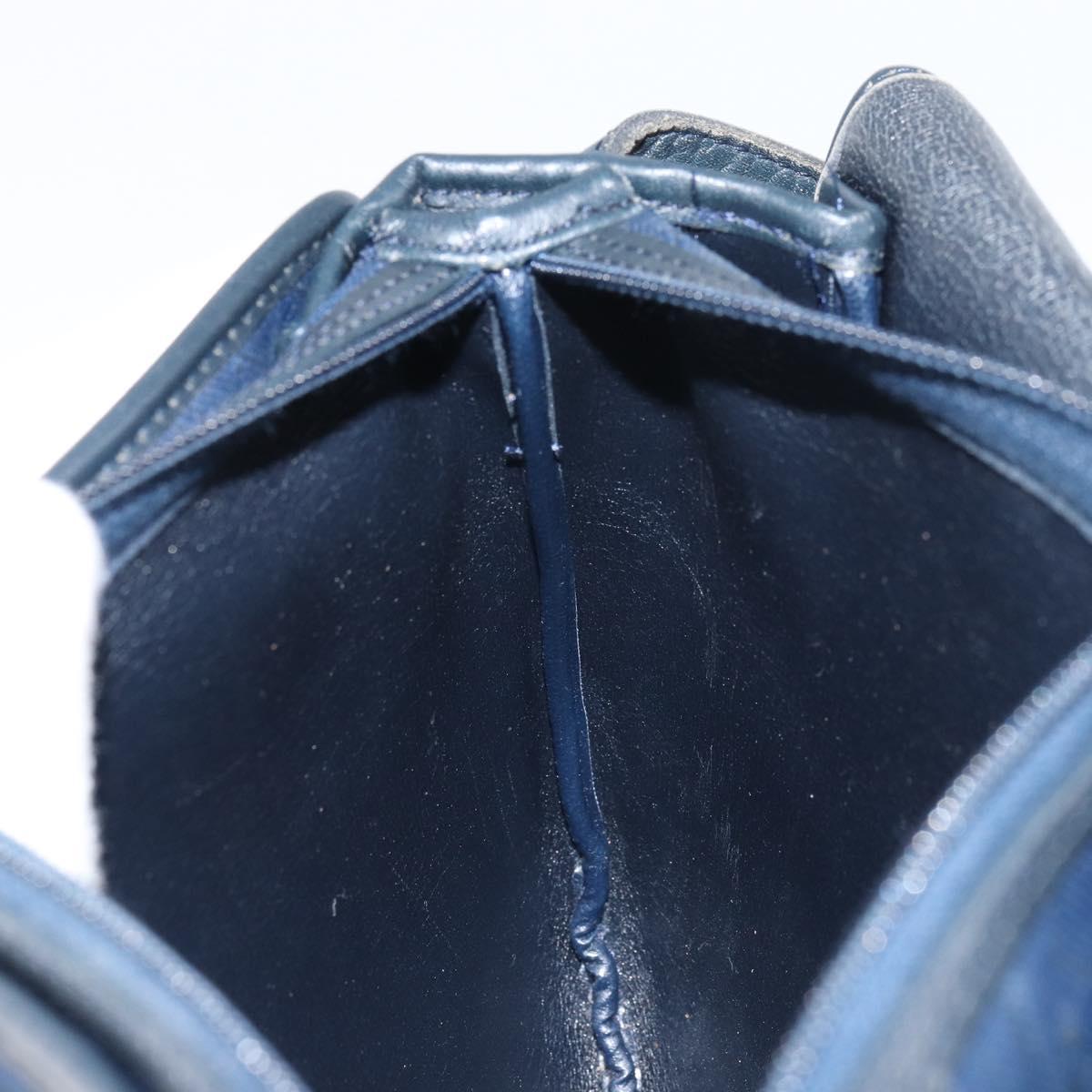 Christian Dior Honeycomb Canvas Shoulder Bag Navy Gold Auth fm5004