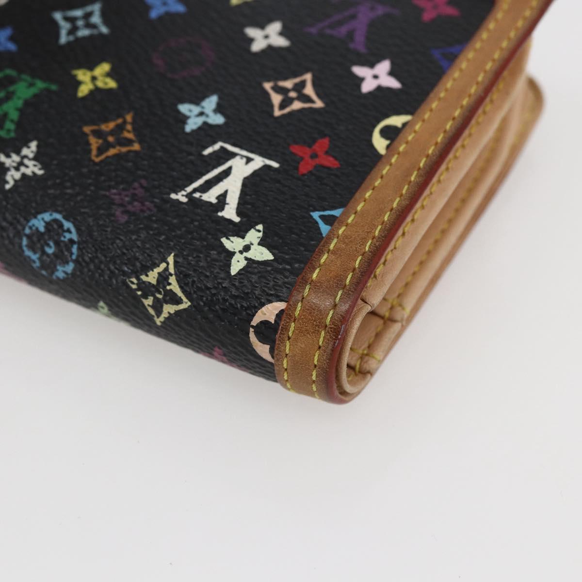 LOUIS VUITTON Multicolor Portefeuille Viennois Wallet Black M92988 Auth fm5009