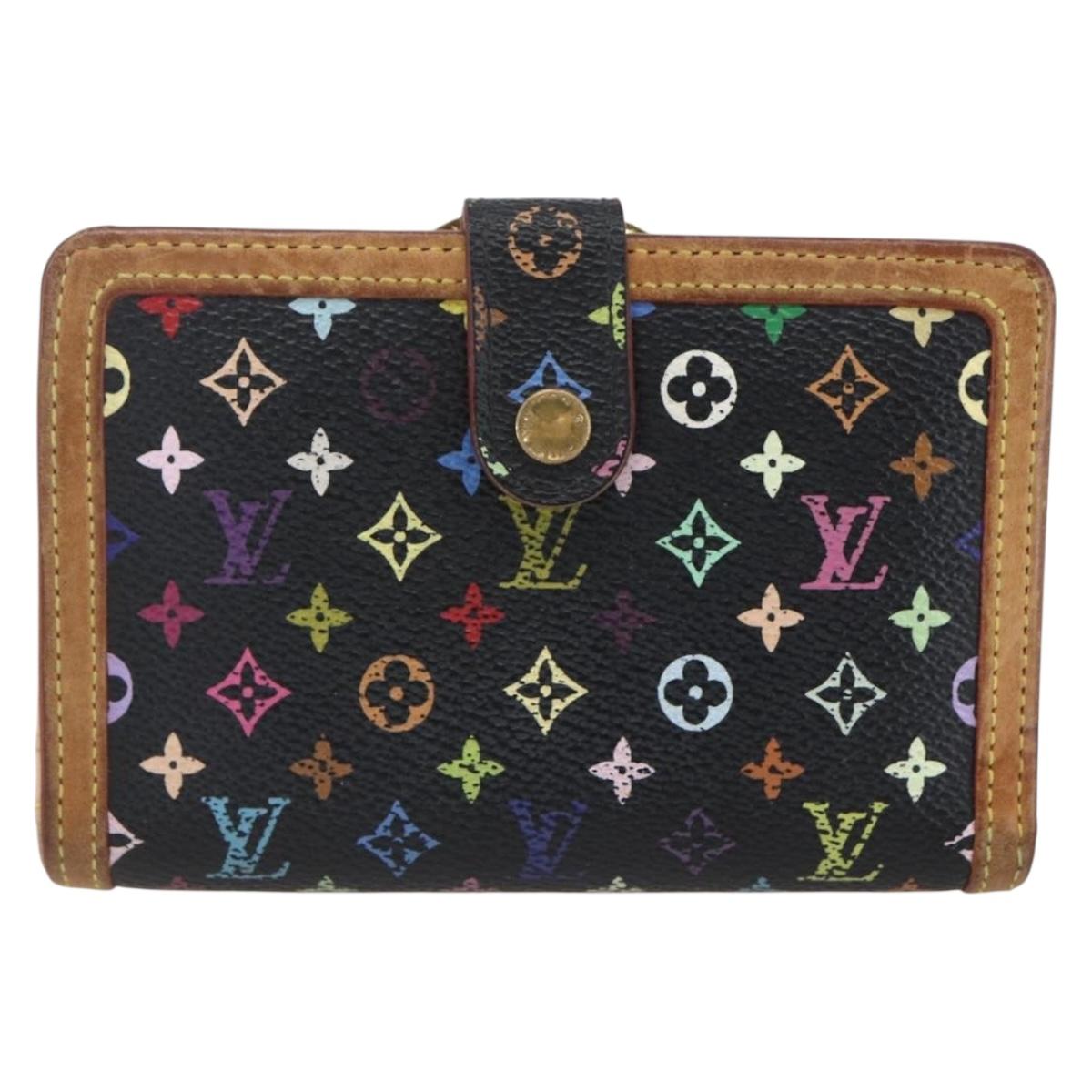 LOUIS VUITTON Multicolor Portefeuille Viennois Wallet Black M92988 Auth fm5009