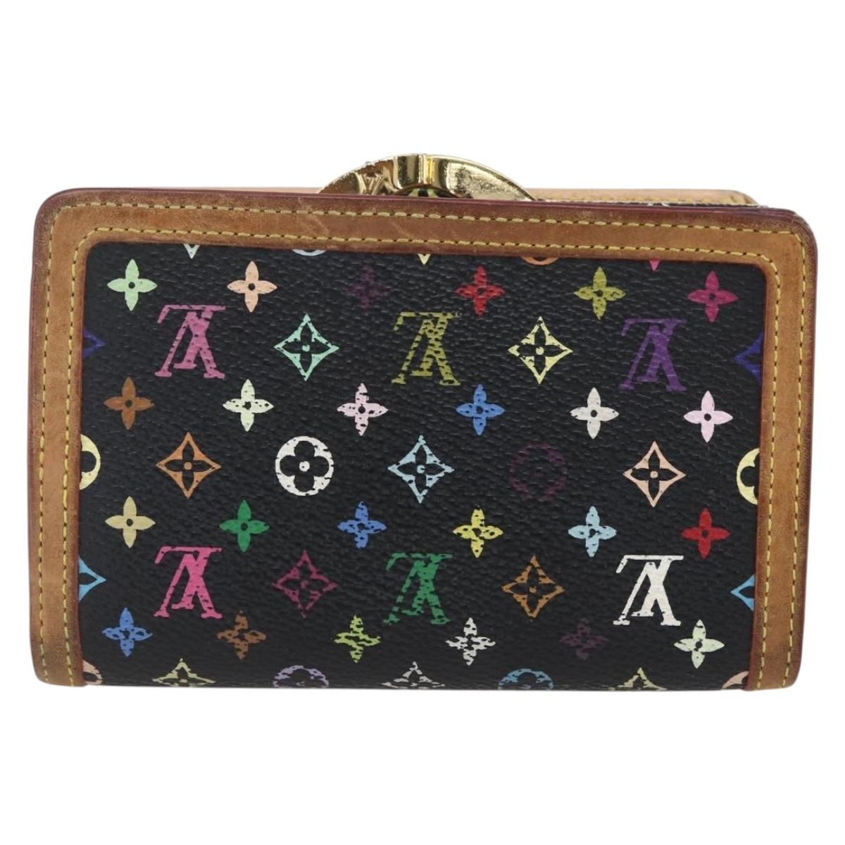 LOUIS VUITTON Multicolor Portefeuille Viennois Wallet Black M92988 Auth fm5009