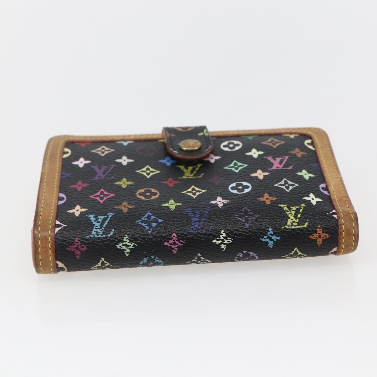 LOUIS VUITTON Multicolor Portefeuille Viennois Wallet Black M92988 Auth fm5009