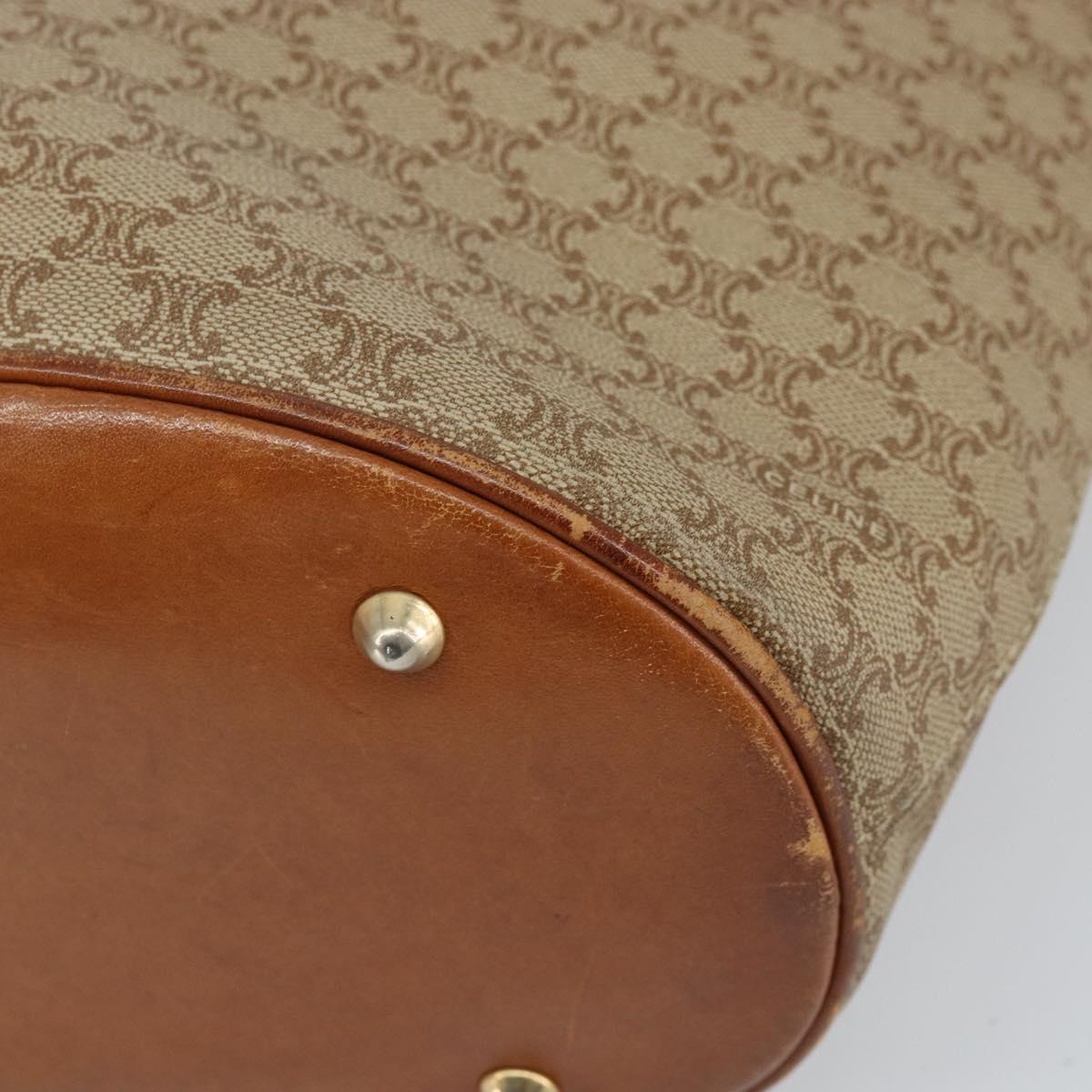 CELINE Macadam Canvas Tote Bag PVC Beige Gold Auth fm5010