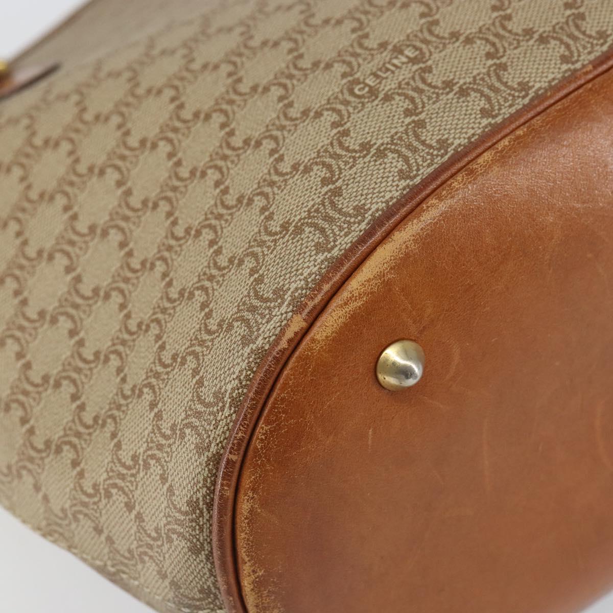CELINE Macadam Canvas Tote Bag PVC Beige Gold Auth fm5010