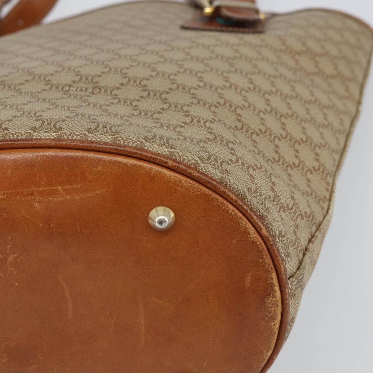 CELINE Macadam Canvas Tote Bag PVC Beige Gold Auth fm5010
