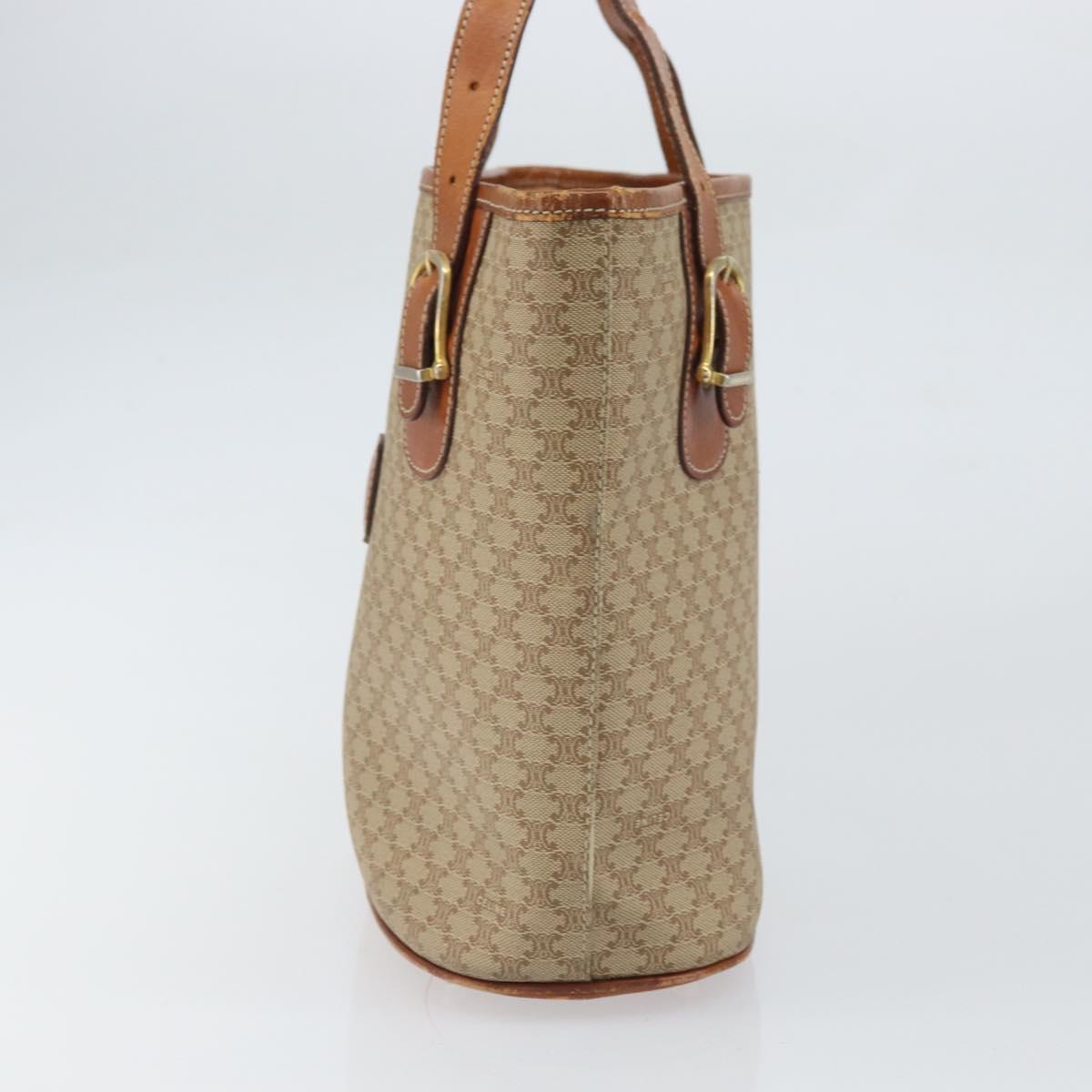 CELINE Macadam Canvas Tote Bag PVC Beige Gold Auth fm5010