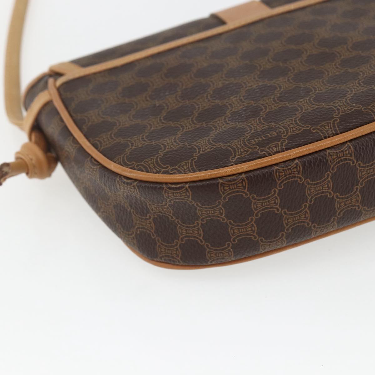 CELINE Macadam Canvas Shoulder Bag PVC Leather Brown Gold Auth fm5013