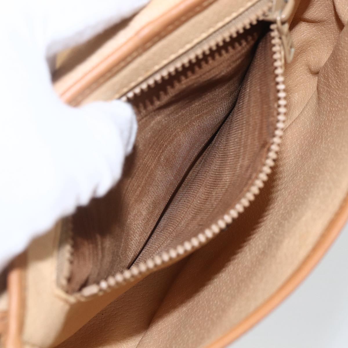 CELINE Macadam Canvas Shoulder Bag PVC Leather Brown Gold Auth fm5013
