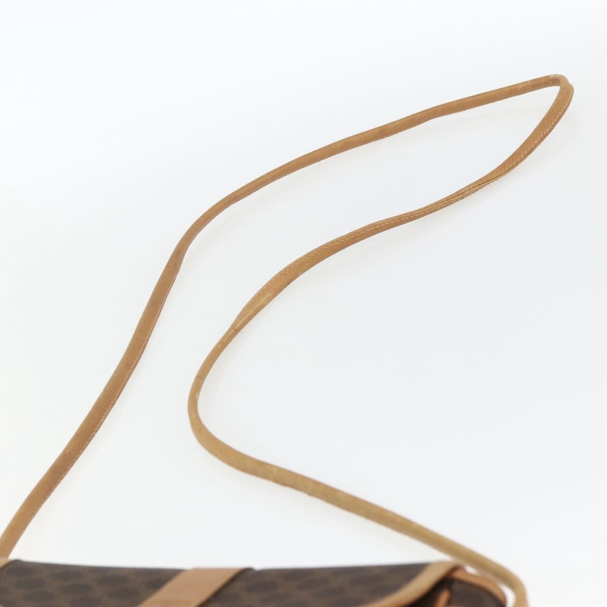 CELINE Macadam Canvas Shoulder Bag PVC Leather Brown Gold Auth fm5013