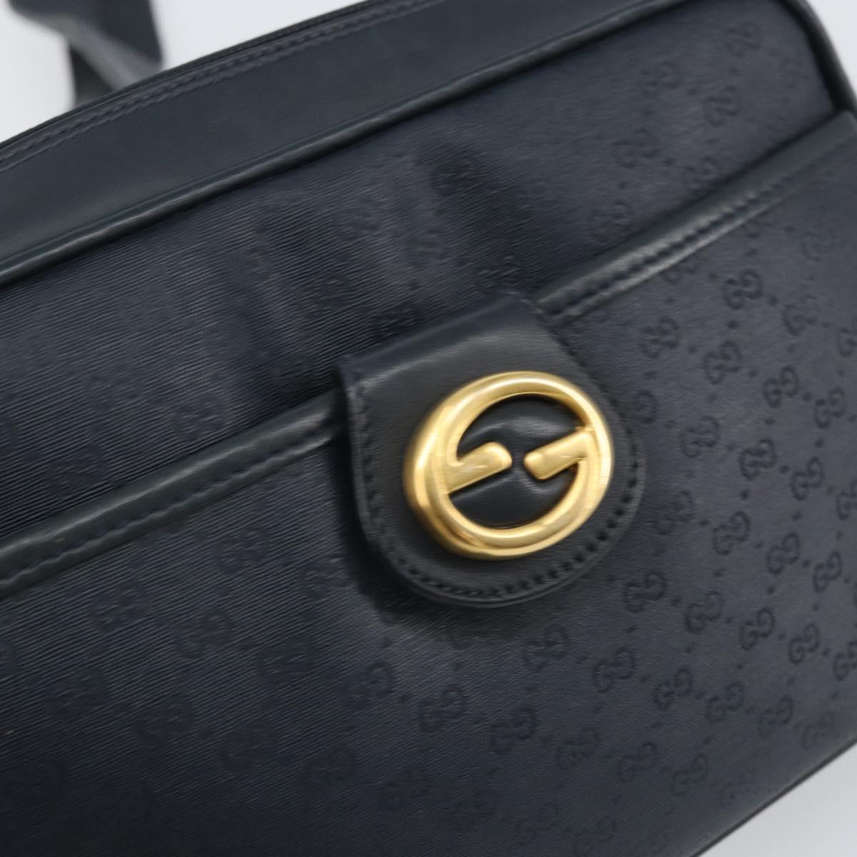 GUCCI Micro GG Supreme Bag PVC Leather Black Gold 007 01422 0137 Auth fm5014