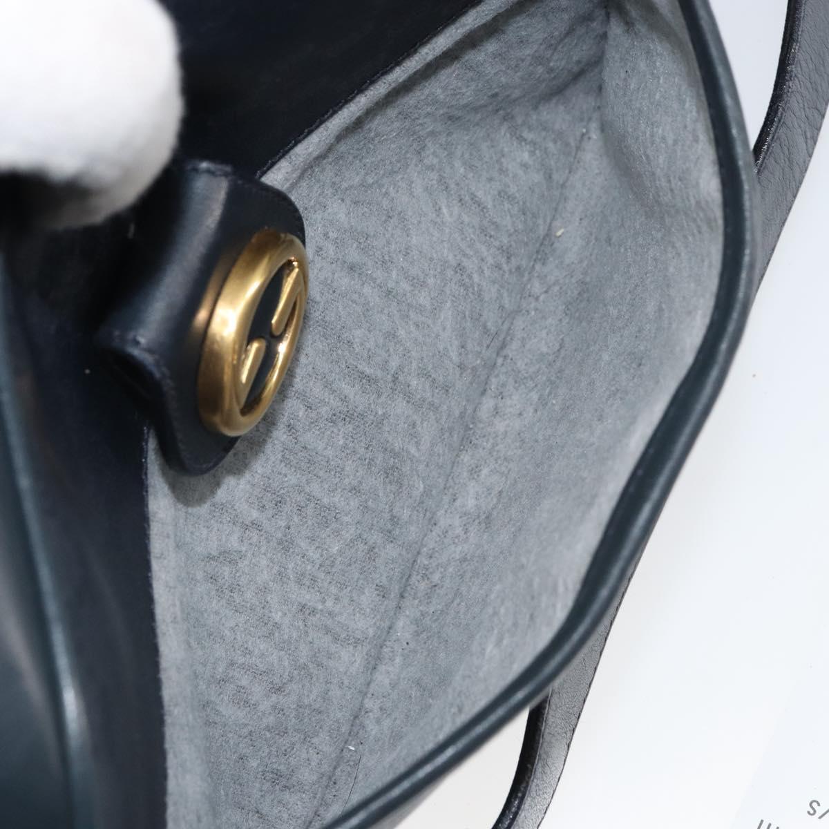 GUCCI Micro GG Supreme Bag PVC Leather Black Gold 007 01422 0137 Auth fm5014