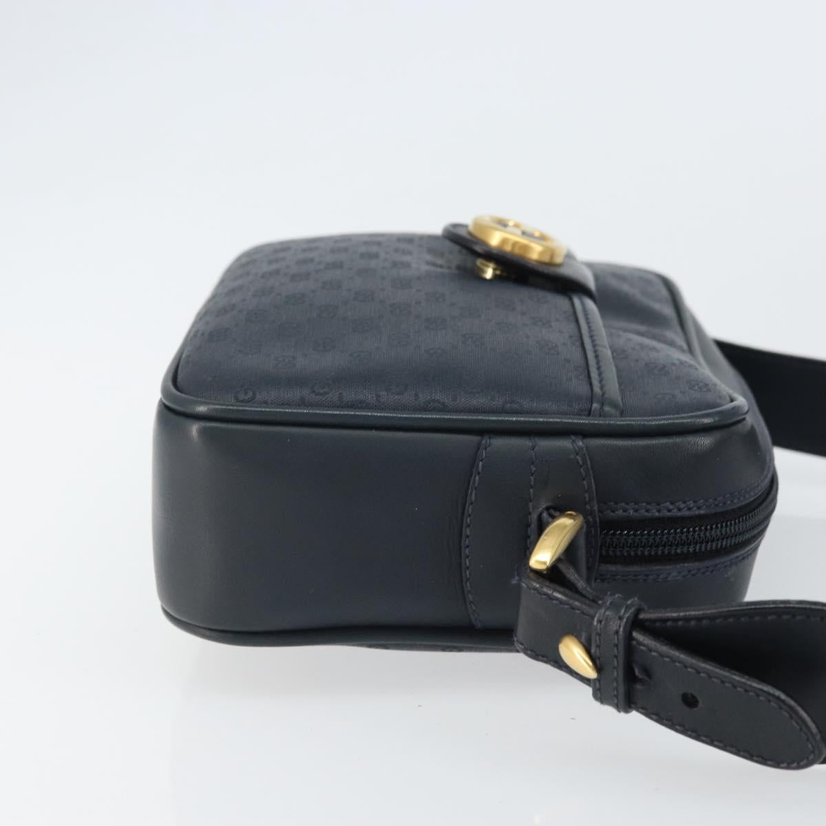 GUCCI Micro GG Supreme Bag PVC Leather Black Gold 007 01422 0137 Auth fm5014