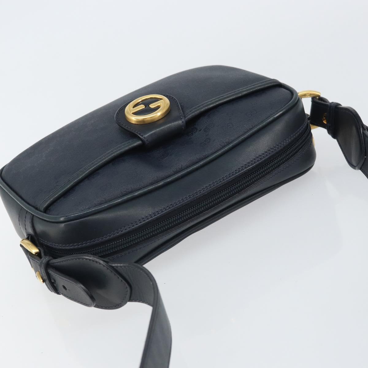 GUCCI Micro GG Supreme Bag PVC Leather Black Gold 007 01422 0137 Auth fm5014
