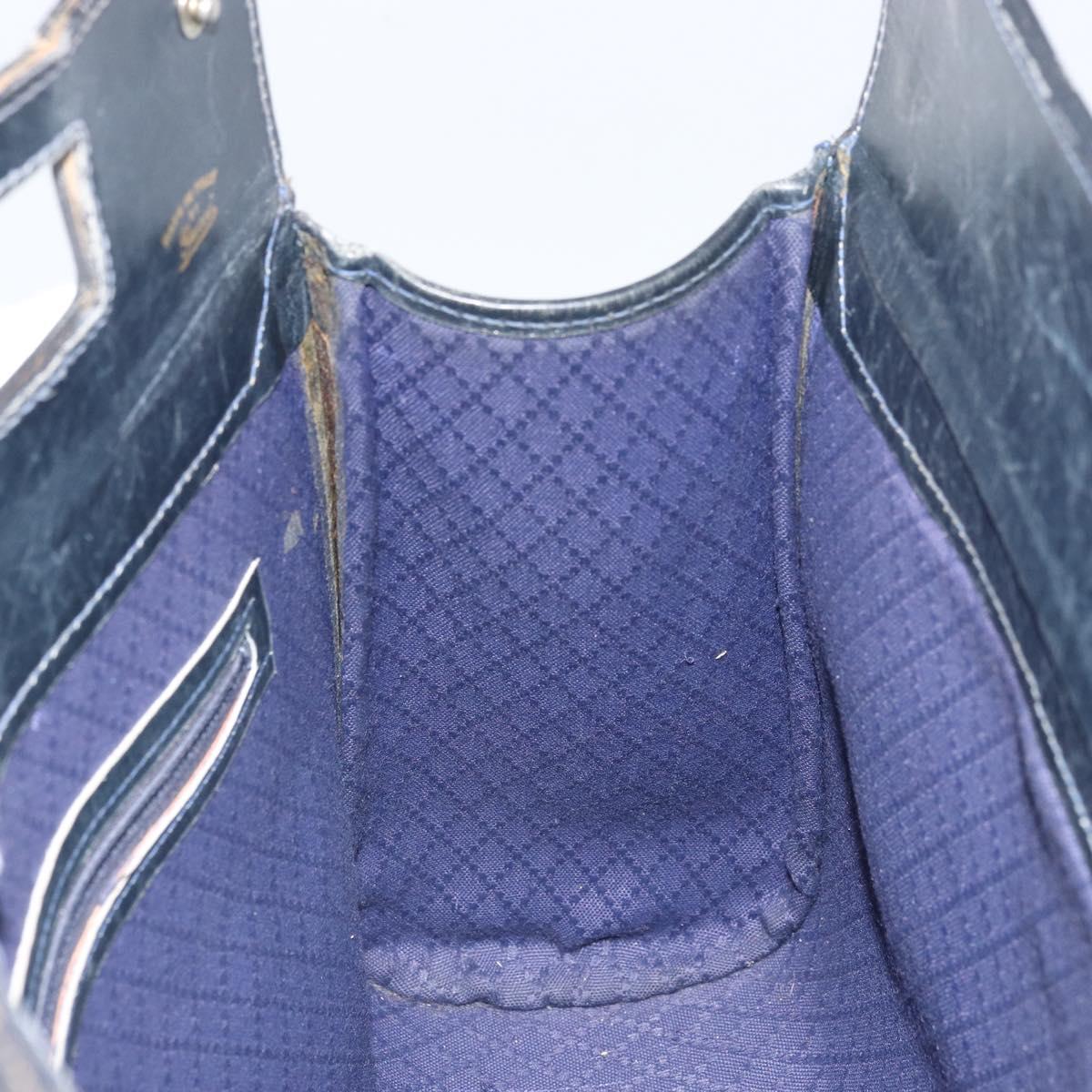 GUCCI GG Canvas Sherry Line Hand Bag Navy Gold Auth fm5015