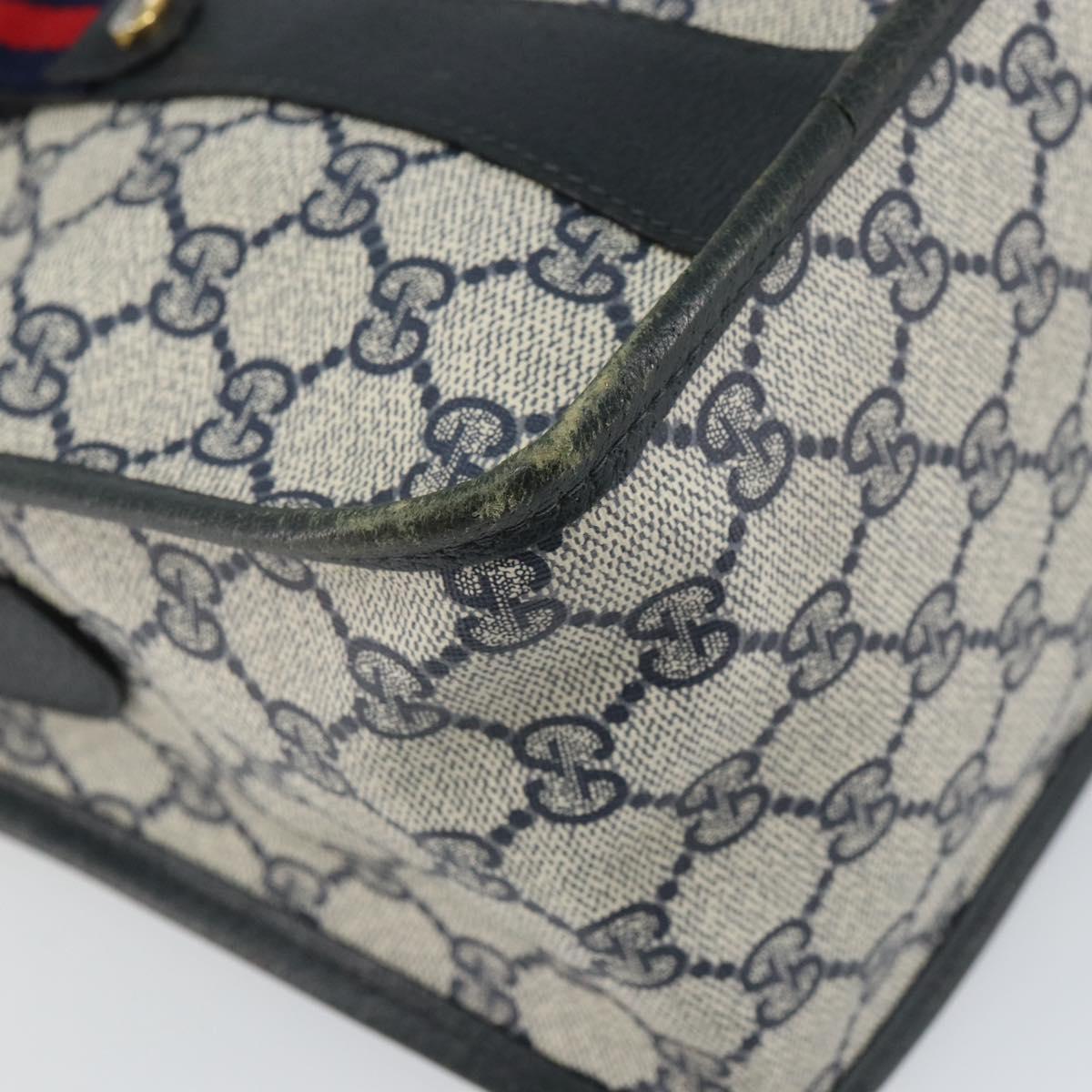 GUCCI GG Supreme Sherry Line Hand Bag PVC Navy Red 39 02 039 Auth fm5016