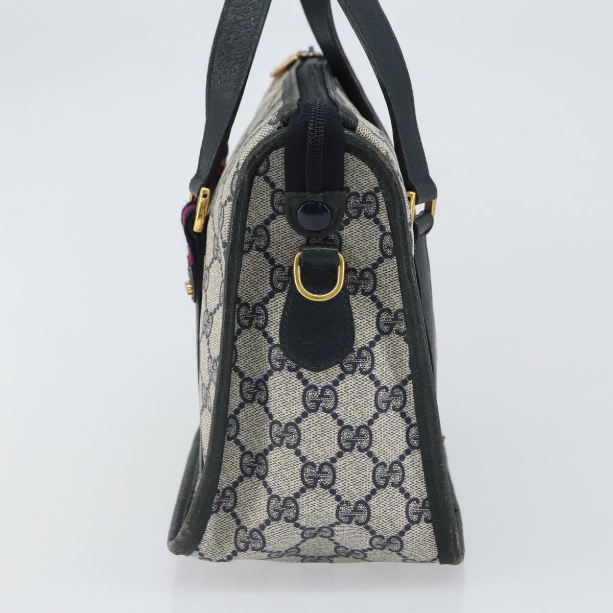 GUCCI GG Supreme Sherry Line Hand Bag PVC Navy Red 39 02 039 Auth fm5016