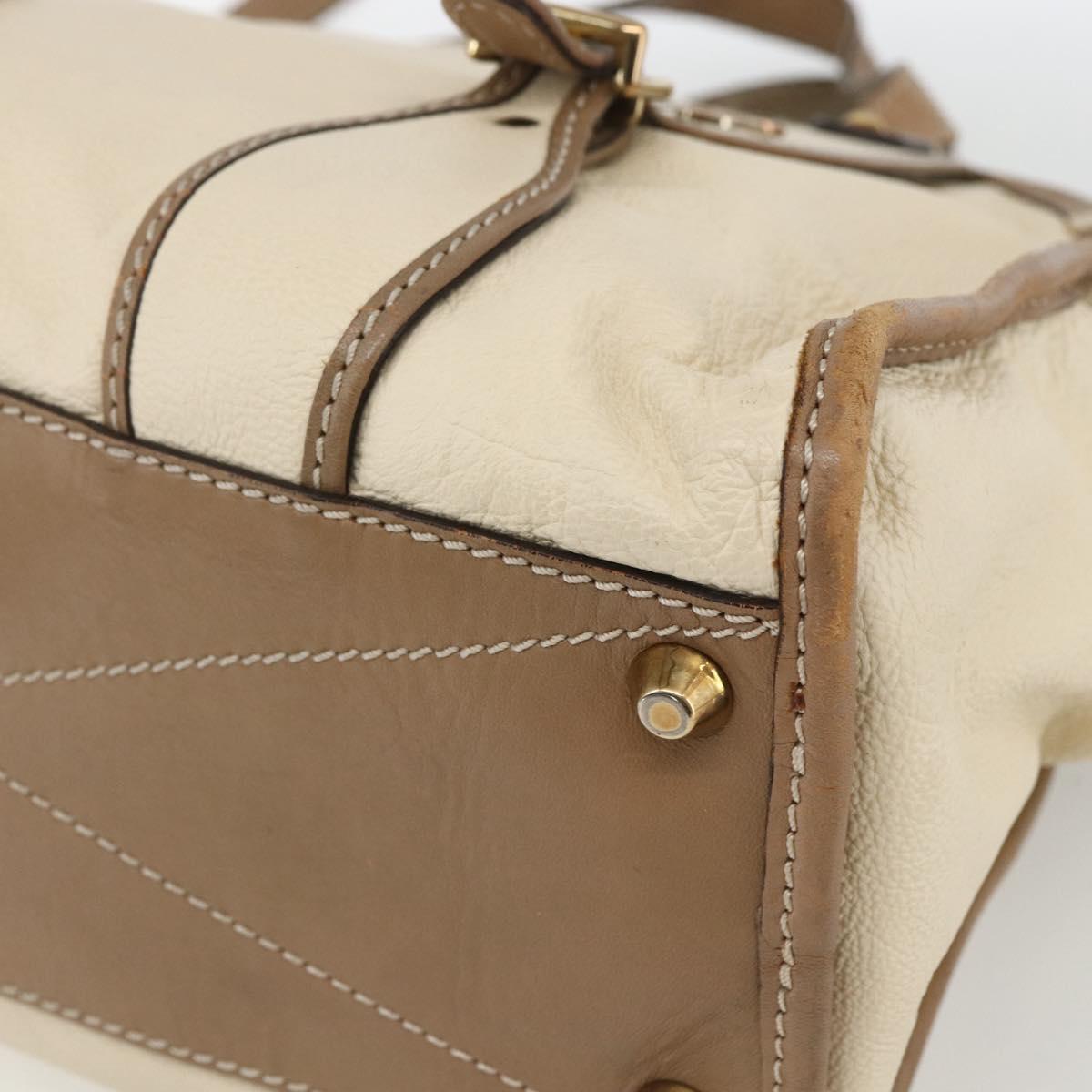 Chloe Hand Bag Leather 2way Beige Gold Auth fm5023