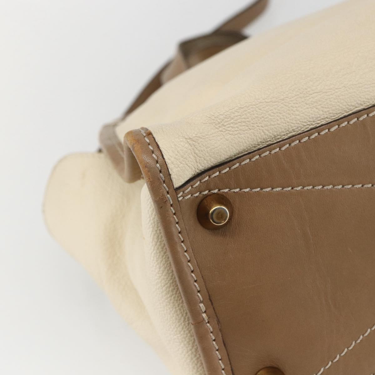 Chloe Hand Bag Leather 2way Beige Gold Auth fm5023