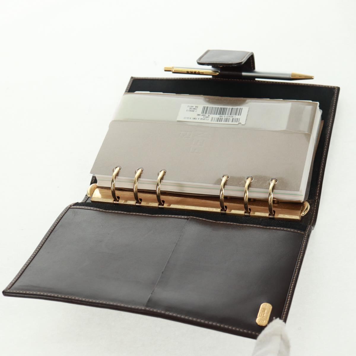 FENDI Zucca Canvas Agenda Day Planner Cover Brown Black Auth fm5048V