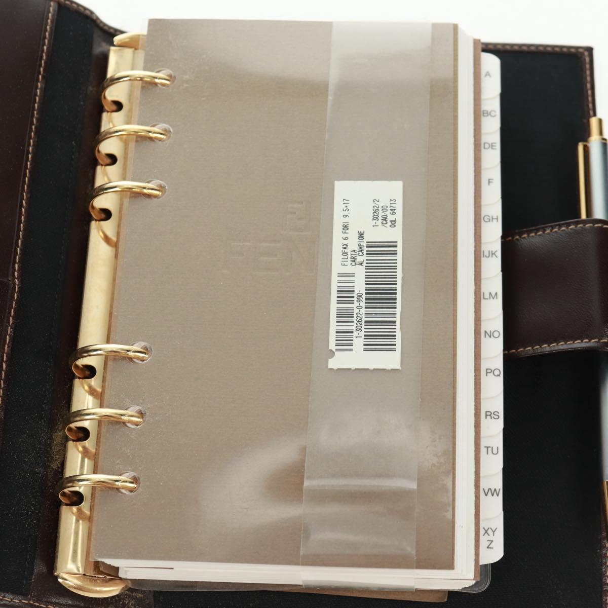 FENDI Zucca Canvas Agenda Day Planner Cover Brown Black Auth fm5048V