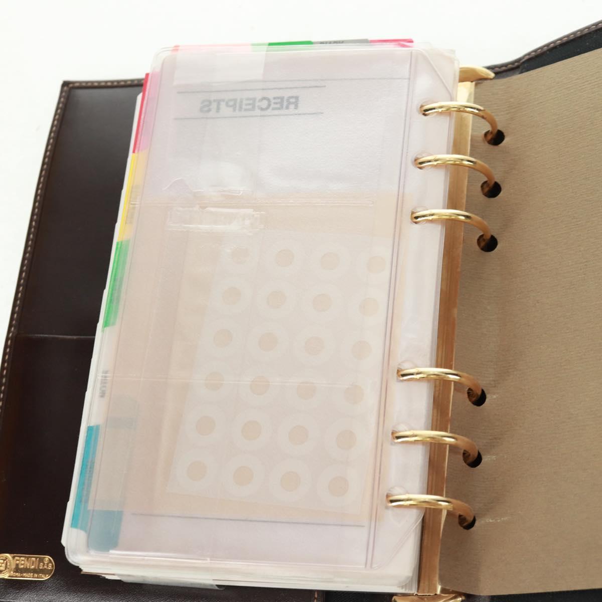 FENDI Zucca Canvas Agenda Day Planner Cover Brown Black Auth fm5048V